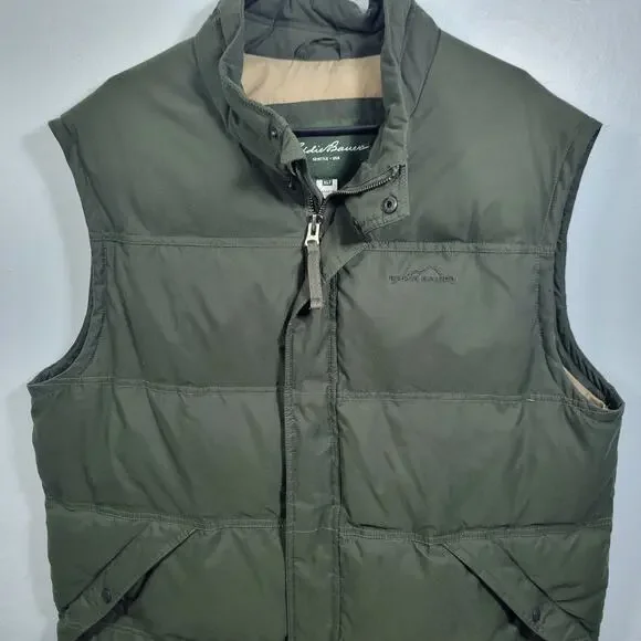 Eddie Bauer Goose Down Army Green EB650 Puffer Vest Size XLT 32726-1Clo3 - Picture 2 of 12